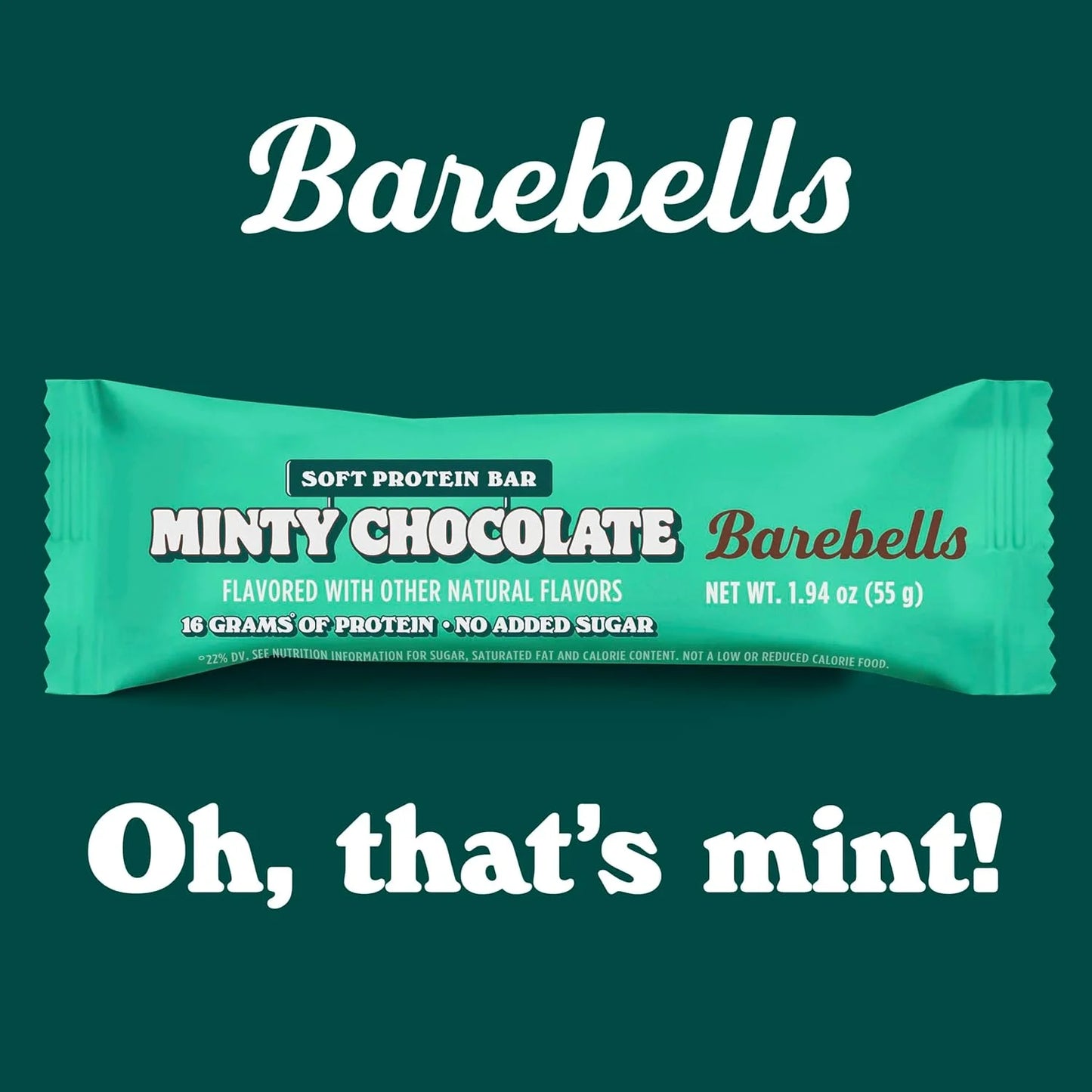 Soft Protein Bars with 16G High Protein, 1.9Oz Bars, Minty Chocolate - 24 Count