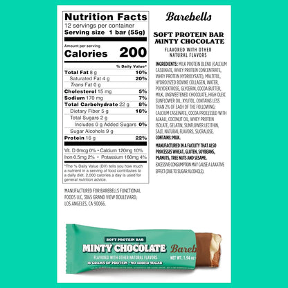 Soft Protein Bars with 16G High Protein, 1.9Oz Bars, Minty Chocolate - 24 Count